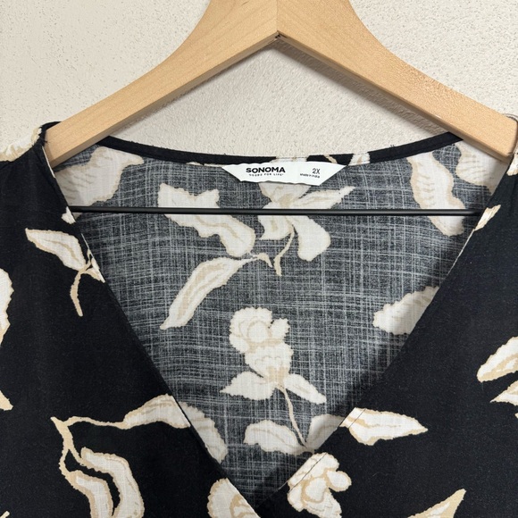 Sonoma Floral Dress Size 2x w/ Pockets Button Front Tiered Midi Dress - Picture 6 of 13